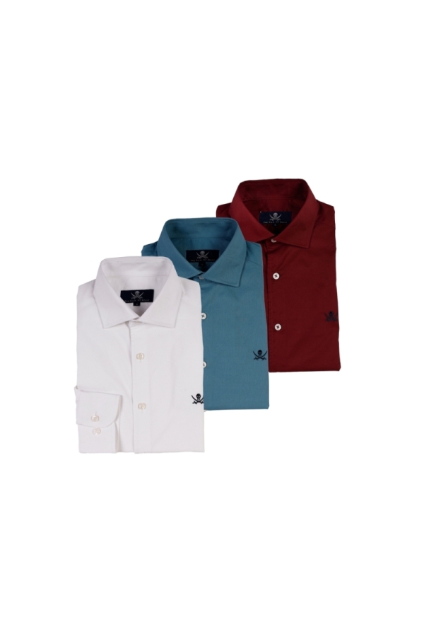 Pack 3 Camisas Gab  Hombre The Time Of Bocha QI1PK.CS Blanco-Jeans-Burdeos