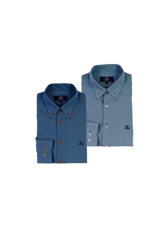 Pack 2 Camisas Jeans  Hombre The Time Of Bocha QI1PK.CS Azul Medio-Azul Claro 