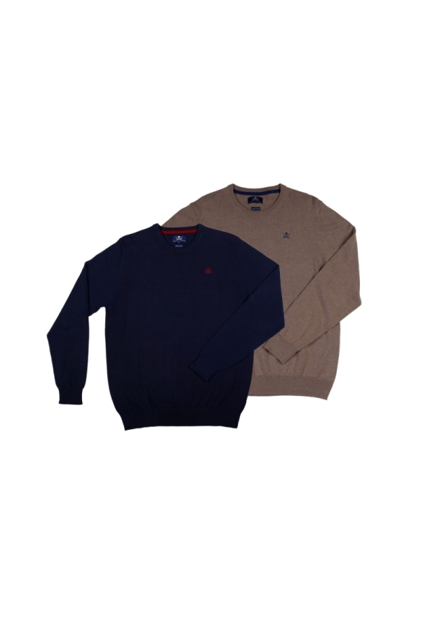 Pack 2 Jerseys Caja  Hombre The Time Of Bocha QI1PK.JE Marino-Camel