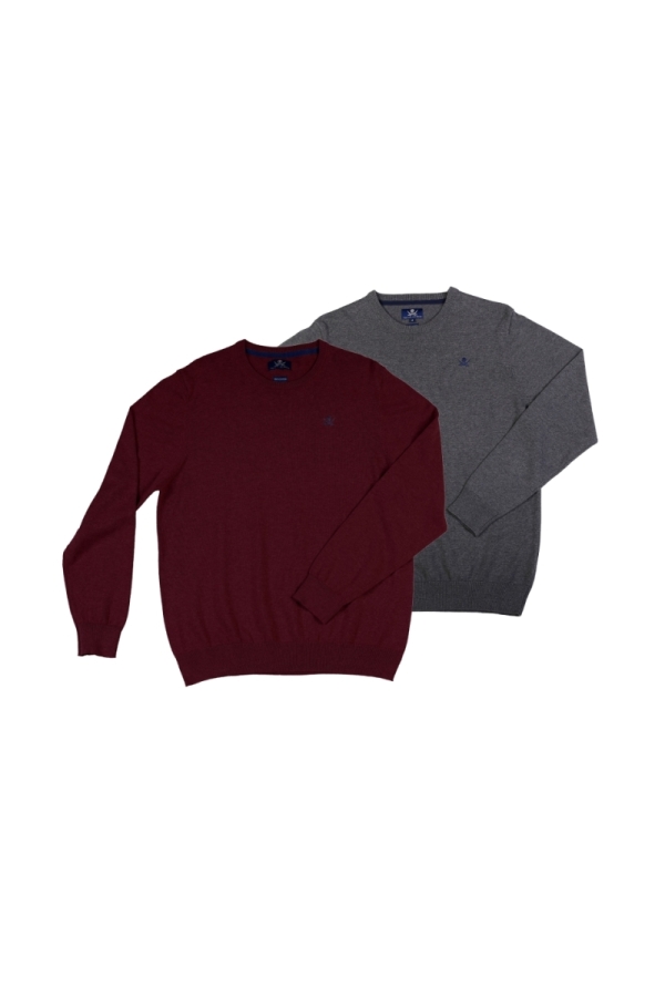 Pack 2 Jerseys Caja  Hombre The Time Of Bocha QI1PK.JE Burdeos-Gris.Osc