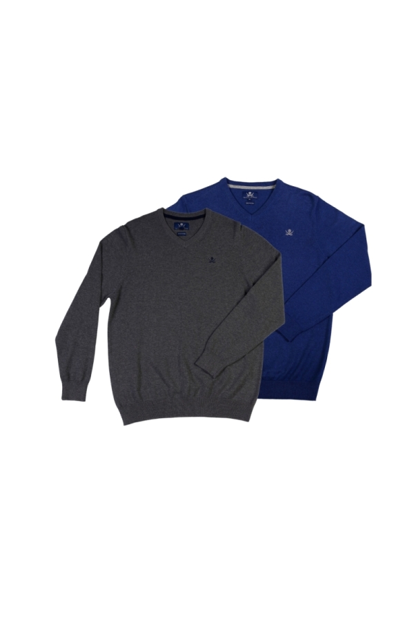 Pack 2 Jerseys Pico  Hombre The Time Of Bocha QI1PK.JE Gris.Osc-Azul