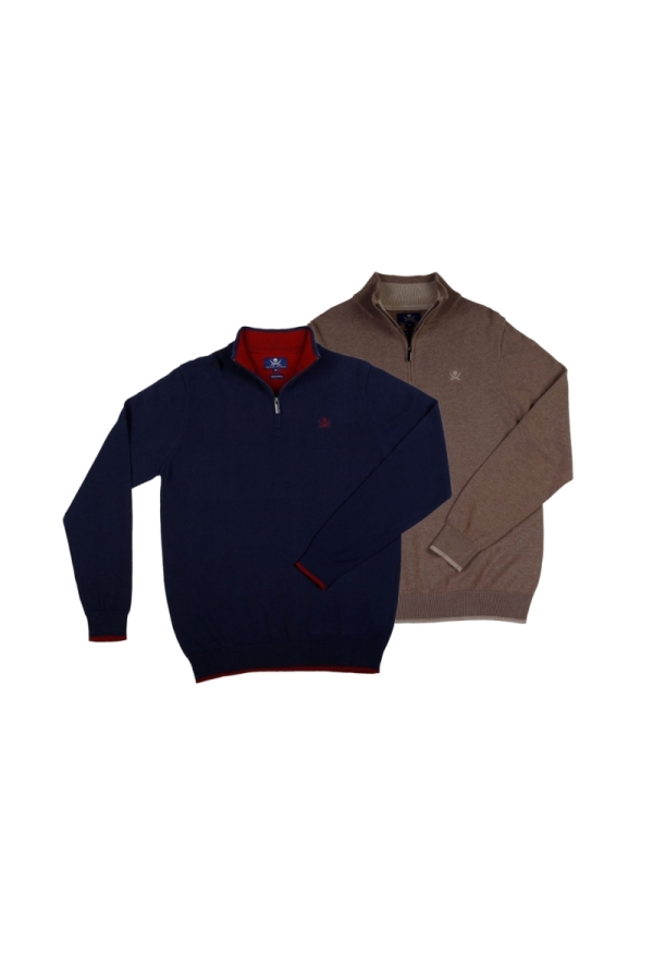 Pack 2 Jerseys Crema  Hombre The Time Of Bocha QI1PK.JE Marino-Camel