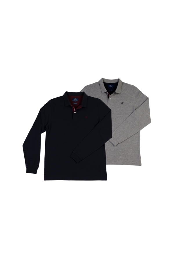 Pack 2 Polos Basic Hombre The Time Of Bocha QI1PK.PL Marino-Gris
