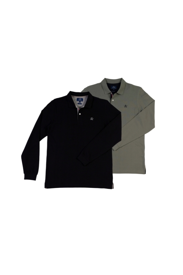 Pack 2 Polos Basic Hombre The Time Of Bocha QI1PK.PL Negro-Verde