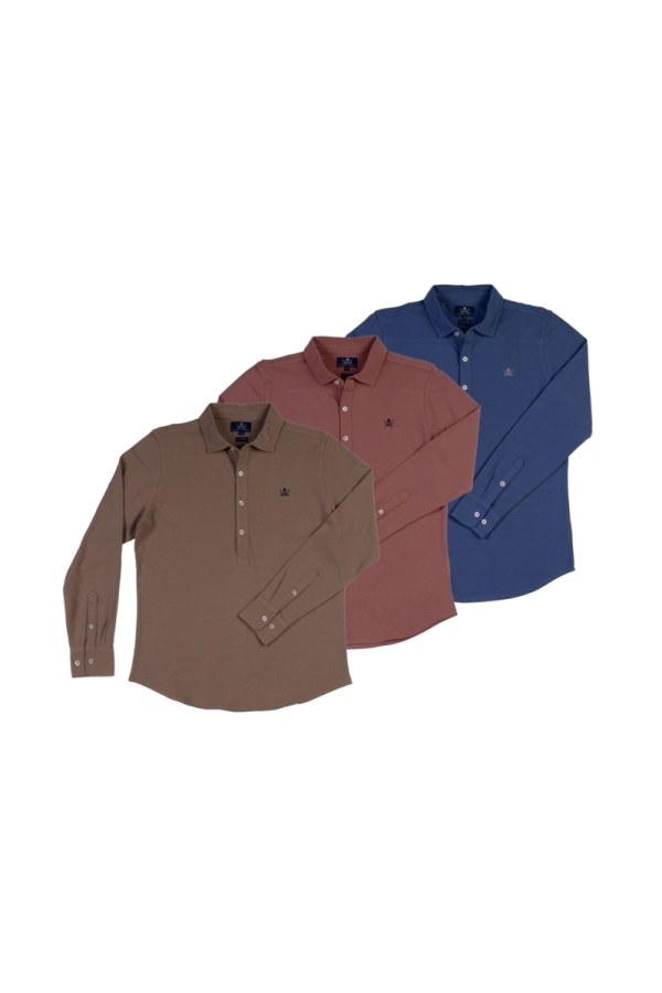 Pack 3 Polos Camiseros  Hombre The Time Of Bocha QI1PK.PL Arena-Maquilla-Denim