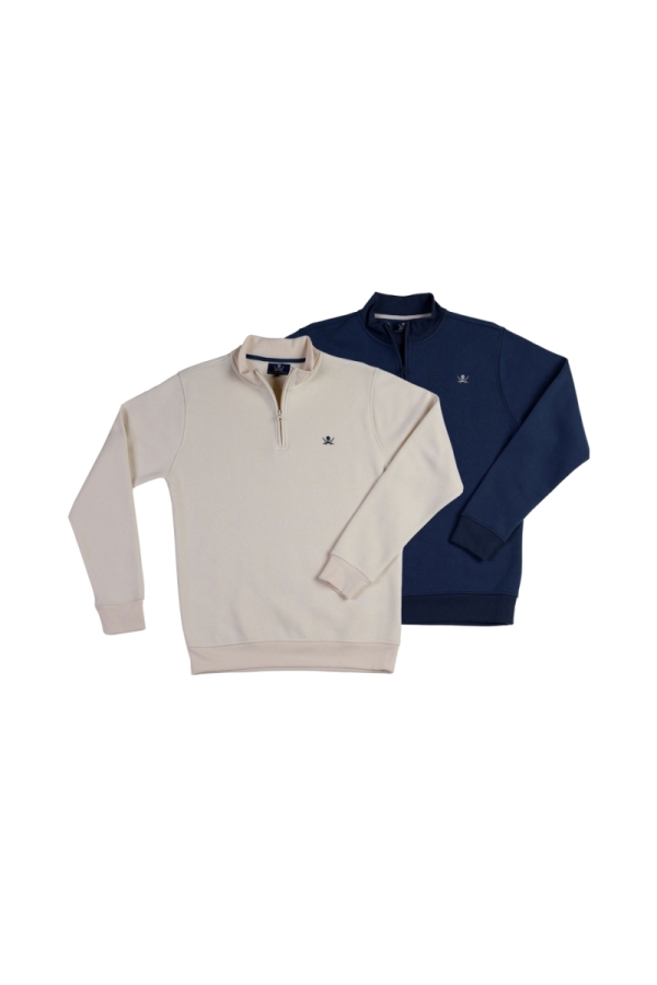 Pack 2 Sudaderas Media Cremallera  Hombre The Time Of Bocha QI1PK.SUD Beige-Denim