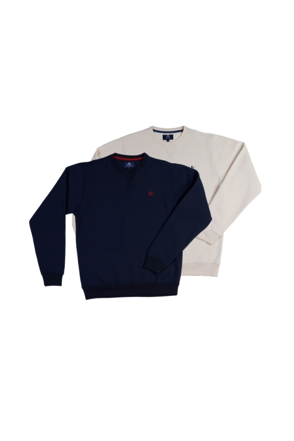 Pack 2 Sudaderas Round  Hombre The Time Of Bocha QI1PK.SUD Marino-Beige