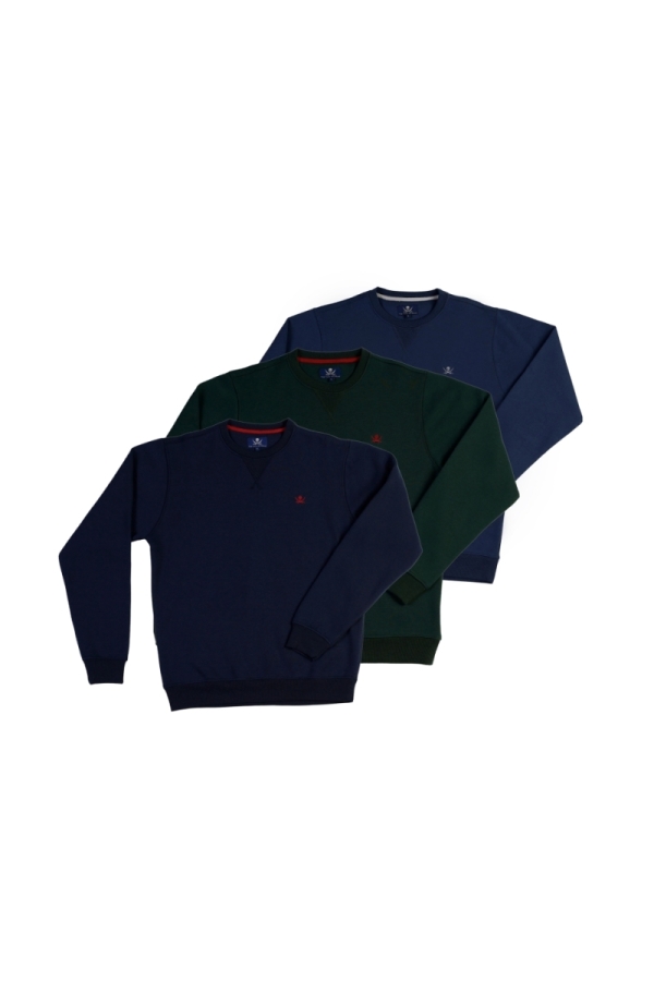 Pack 3 Sudaderas Round  Hombre The Time Of Bocha QI1PK.SUD Marino-V.Bot-Denim