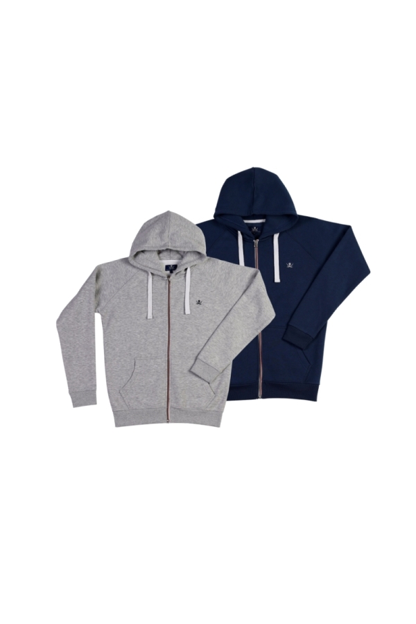 Pack De 2 Sudaderas Zip  Hombre The Time Of Bocha QI1PK.SUD Gris-Denim