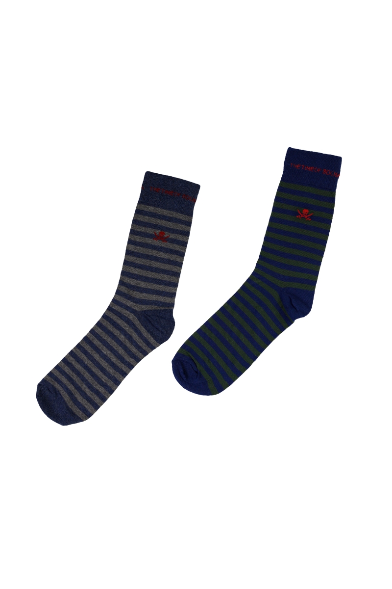 Pack 2 Calcetines Hombre The Time Of Bocha QI1PK.SOCK Gris-Verde