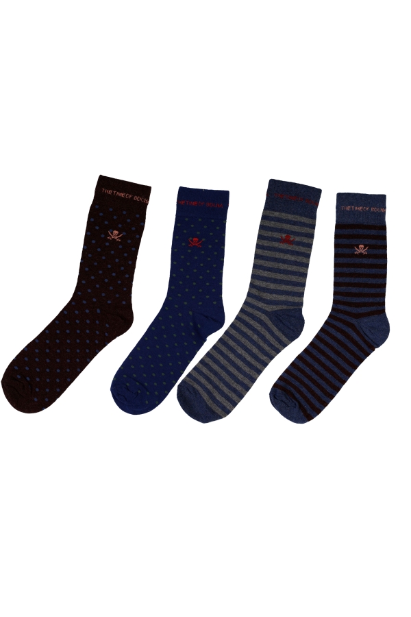 Pack 4 Calcetines Hombre The Time Of Bocha QI1PK.SOCK MARRON-VERDE-GRIS-MARRON