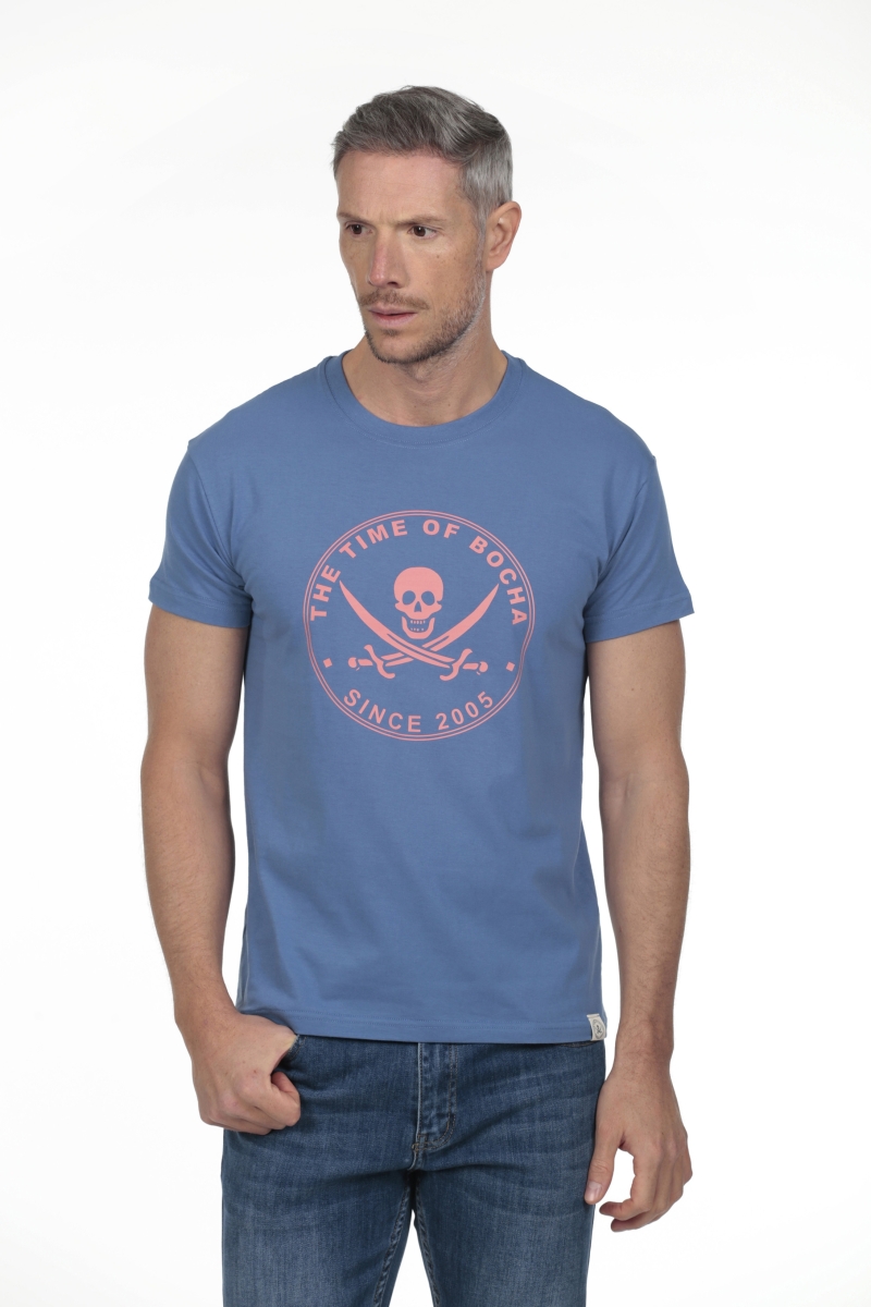 Camiseta Pirata Hombre The Time Of Bocha RV1C01 Azul.Jea
