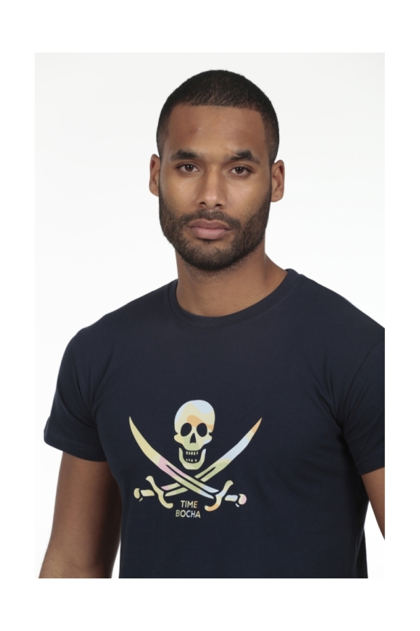 Camiseta Skull Hombre The Time Of Bocha RV1C05 Marino