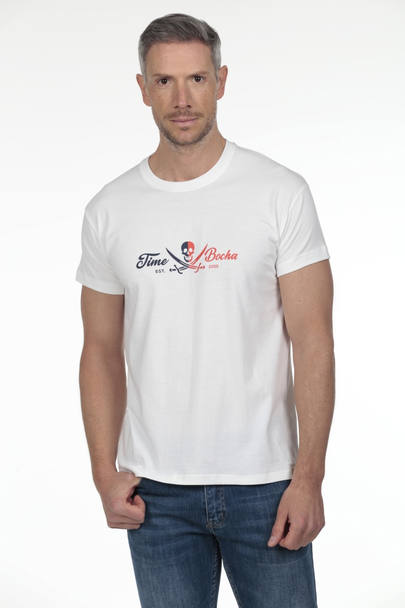 Camiseta Calavera Bico Hombre The Time Of Bocha RV1C09 Blanco