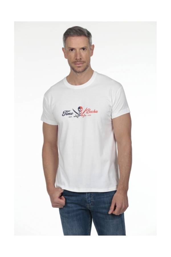 Camiseta Calavera Bico Hombre The Time Of Bocha RV1C09 Blanco