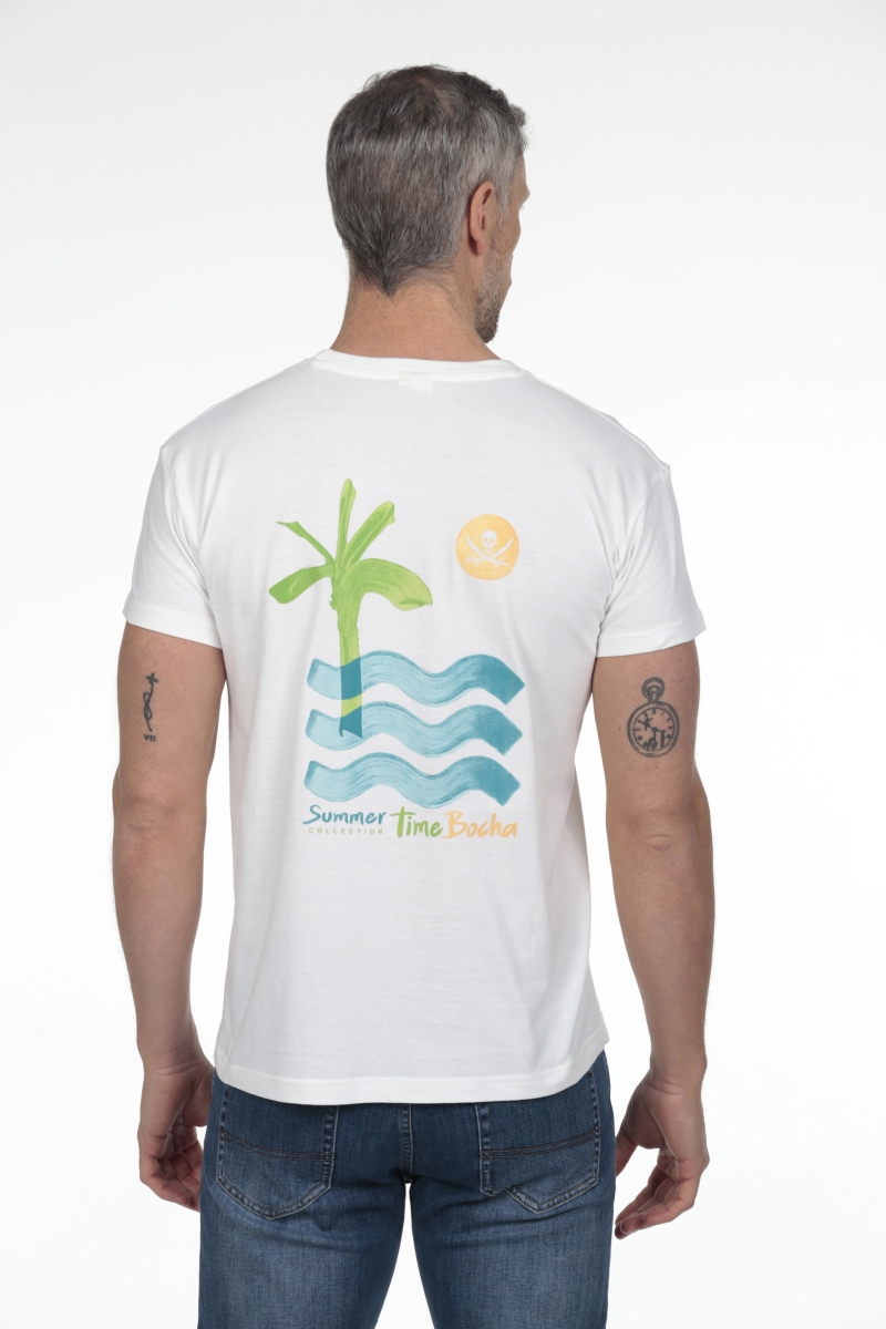 Camiseta Palmera Hombre The Time Of Bocha RV1C19 Blanco 2