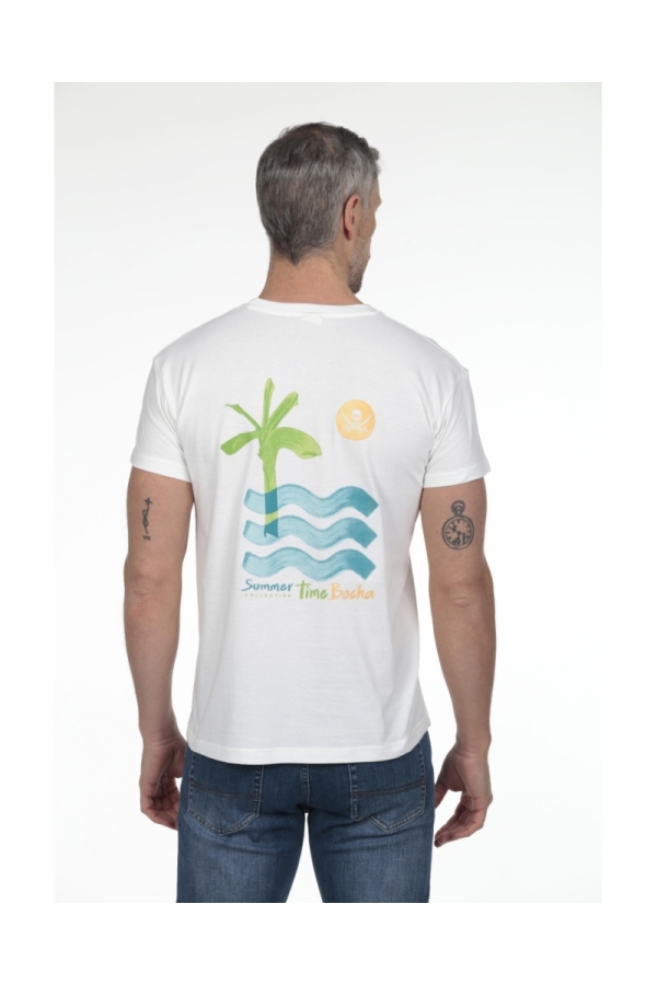 Camiseta Palmera Hombre The Time Of Bocha RV1C19 Blanco