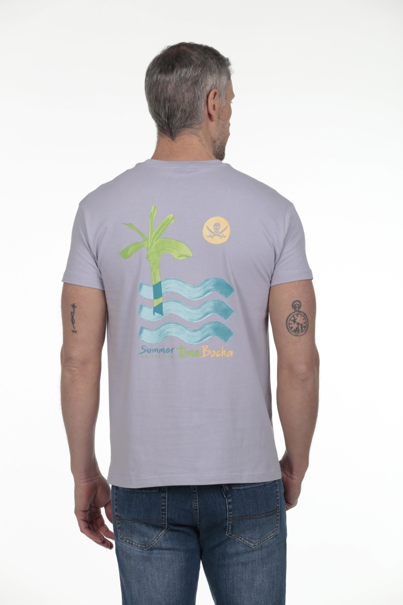 Camiseta Palmera Hombre The Time Of Bocha RV1C19 Malva 2