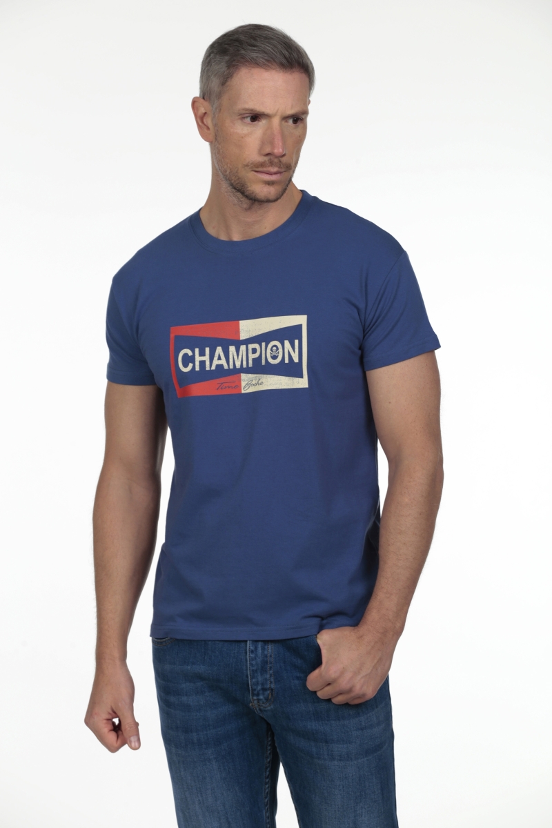 Camiseta Champion Hombre The Time Of Bocha RV1C20 Denim