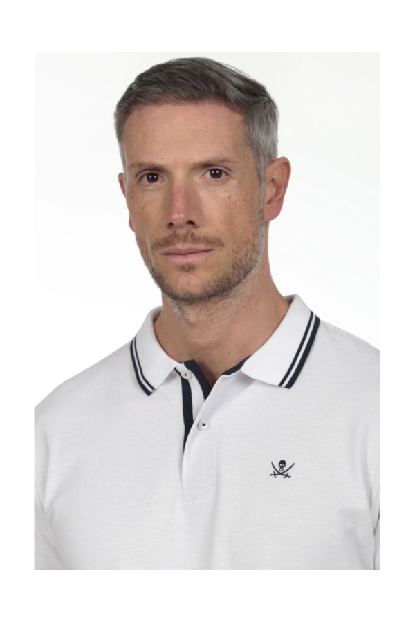 Polo Pirata Hombre The Time Of Bocha RV1PSTRIP Blanco