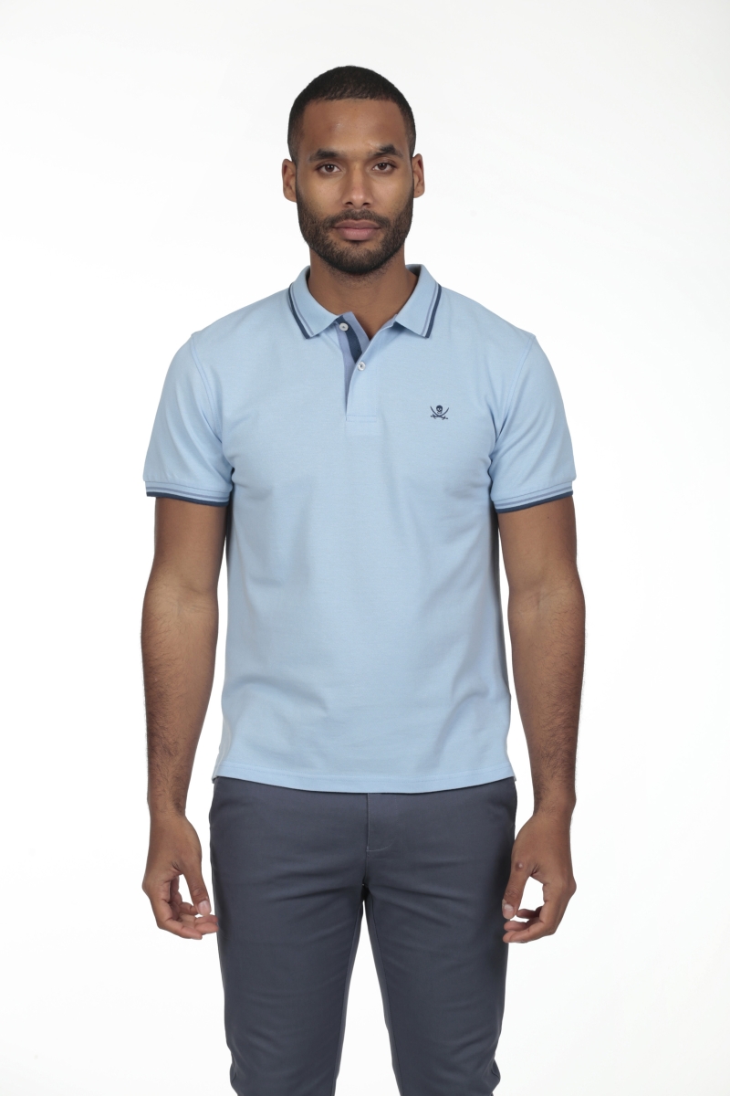Polo Pirata Hombre The Time Of Bocha RV1PSTRIP Celeste