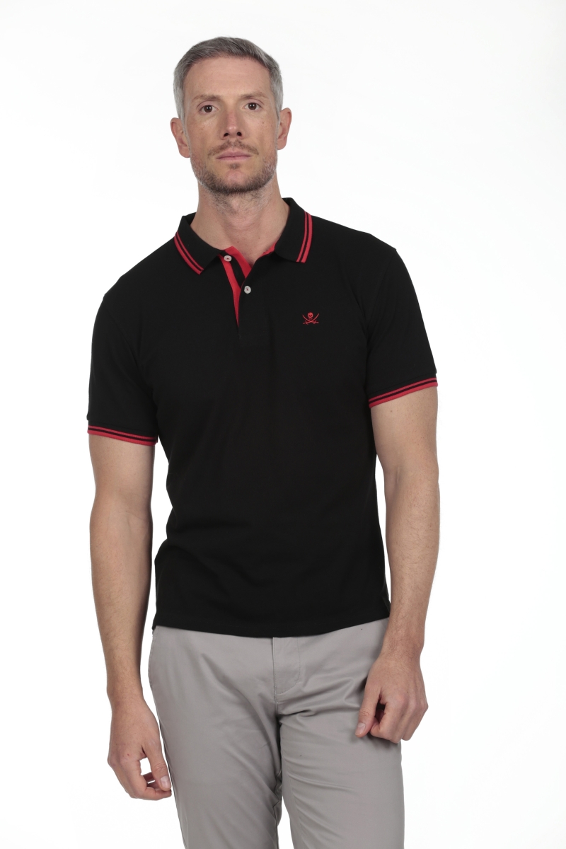 Polo Pirata Hombre The Time Of Bocha RV1PSTRIP Negro