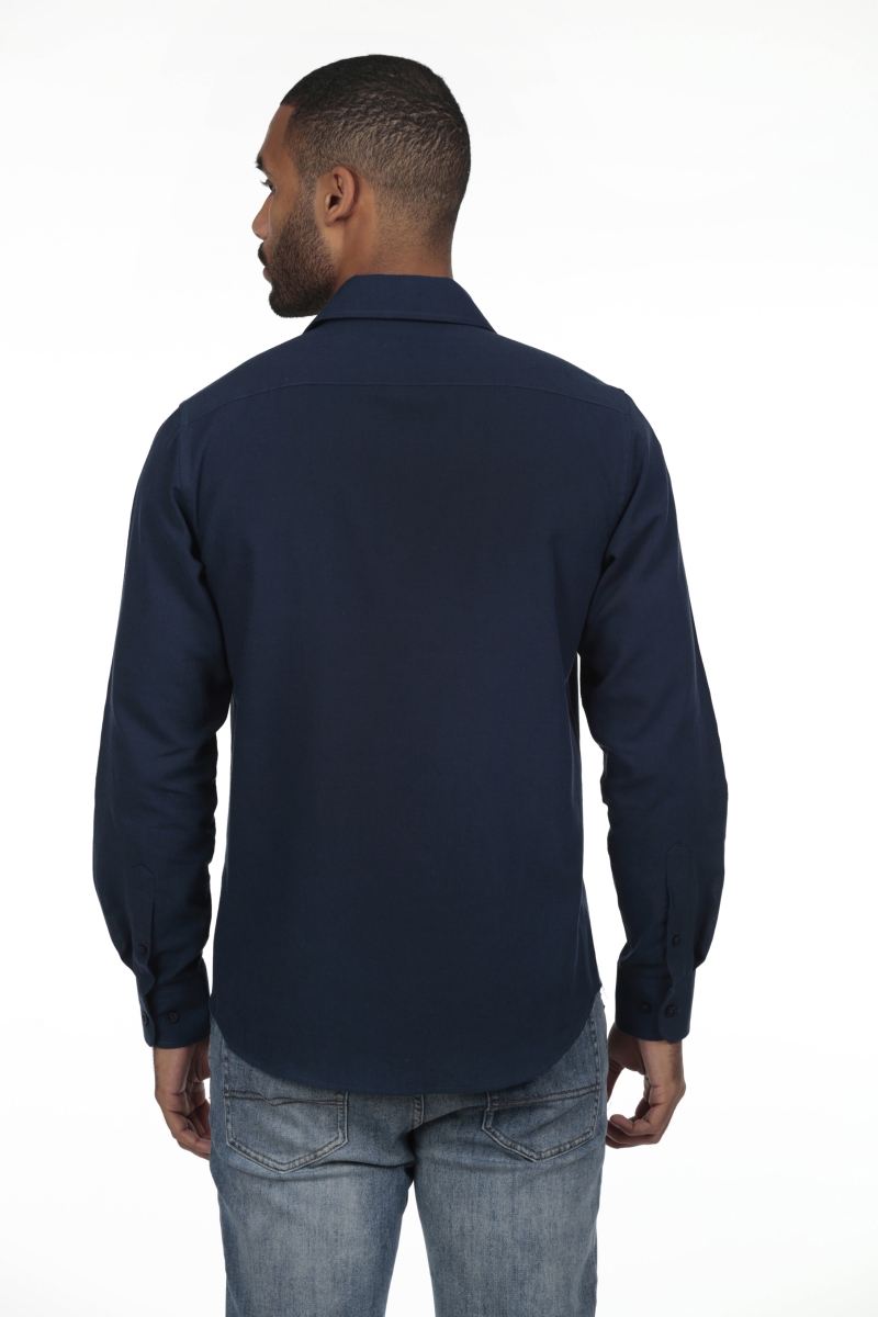 Camisa Lino Cuello Sangrado Semiitaliano Hombre The Time Of Bocha RV1CSEMI Marino 2