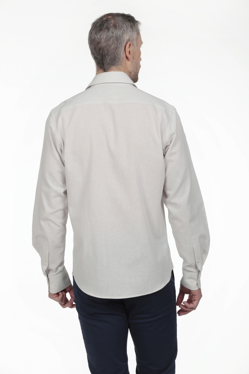 Camisa Lino Cuello Sangrado Semiitaliano Hombre The Time Of Bocha RV1CSEMI Gris 2