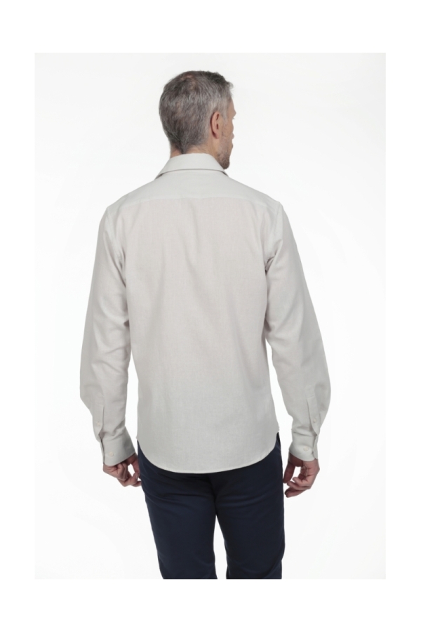 Camisa Lino Cuello Sangrado Semiitaliano Hombre The Time Of Bocha RV1CSEMI Gris