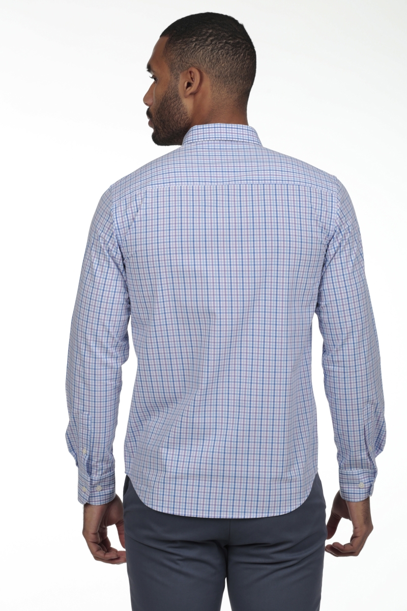Camisa De Algodon Hombre The Time Of Bocha RV1COT Azul-Malva 2