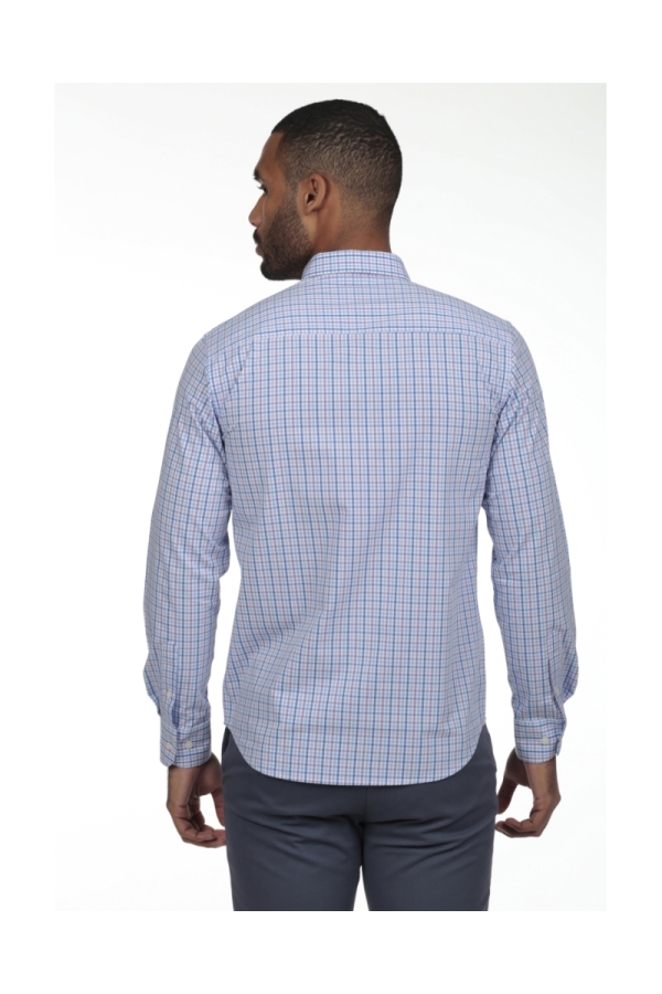 Camisa De Algodon Hombre The Time Of Bocha RV1COT Azul-Malva