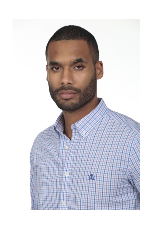 Camisa De Algodon Hombre The Time Of Bocha RV1COT Azul-Malva