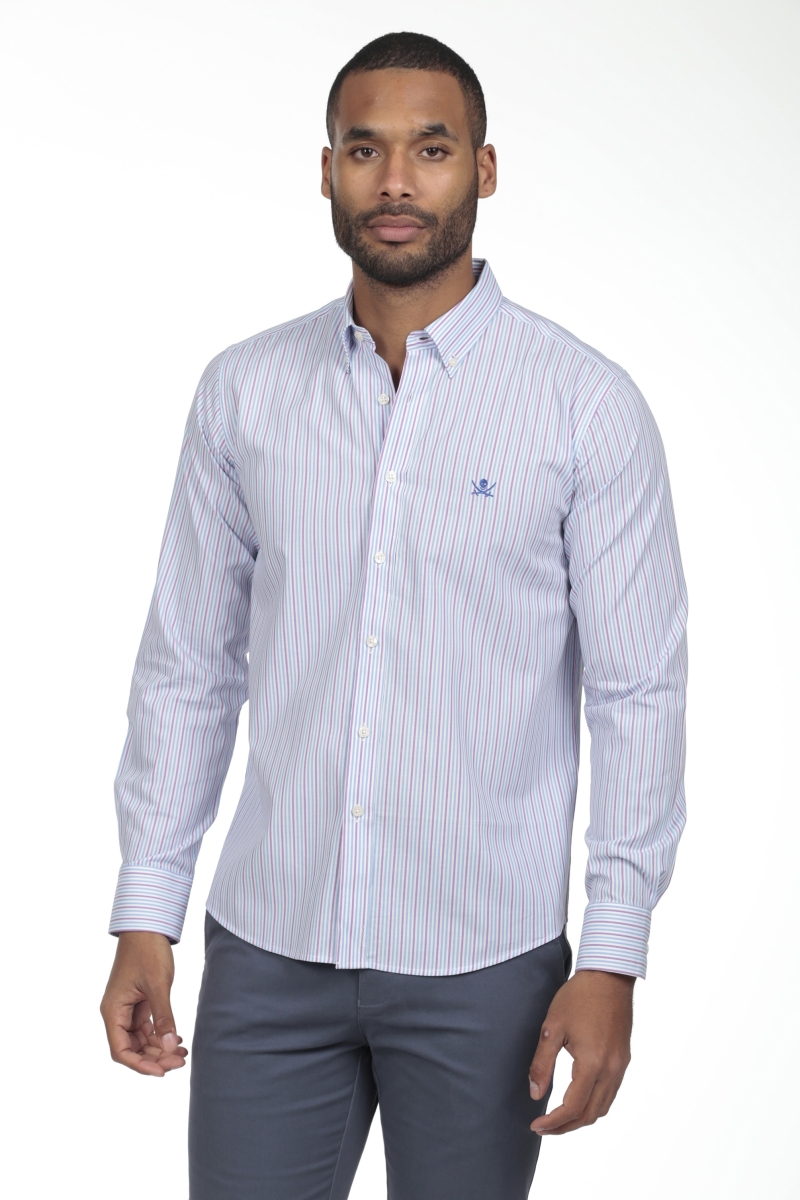 Camisa De Algodon Hombre The Time Of Bocha RV1COT Azul-Malva