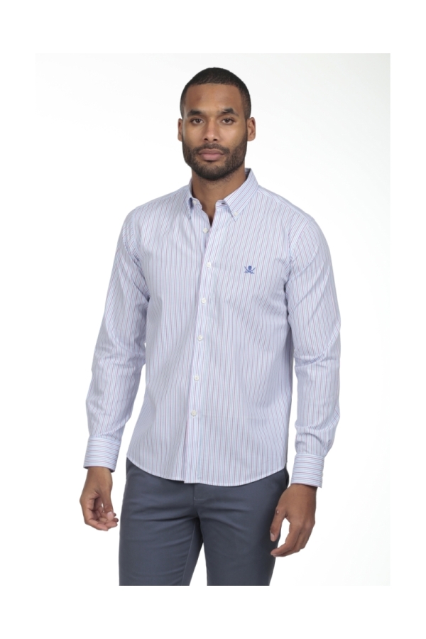 Camisa De Algodon Hombre The Time Of Bocha RV1COT Azul-Malva