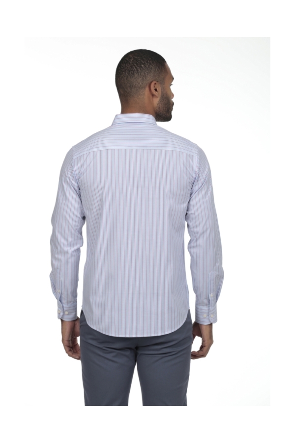Camisa De Algodon Hombre The Time Of Bocha RV1COT Azul-Malva