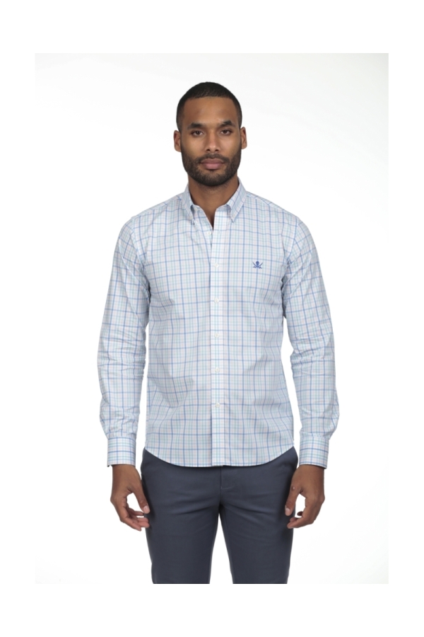 Camisa De Algodon Hombre The Time Of Bocha RV1COT Rosa-Azul-Verde