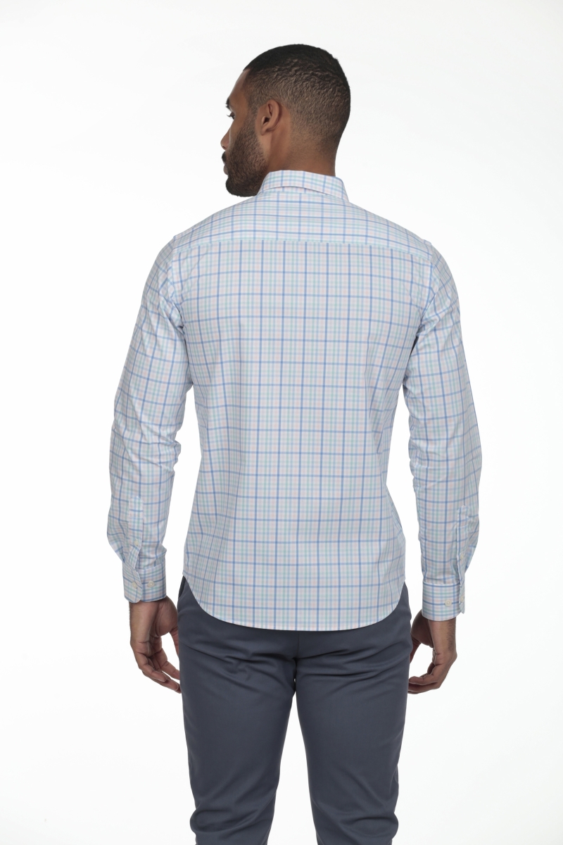 Camisa De Algodon Hombre The Time Of Bocha RV1COT Rosa-Azul-Verde 2