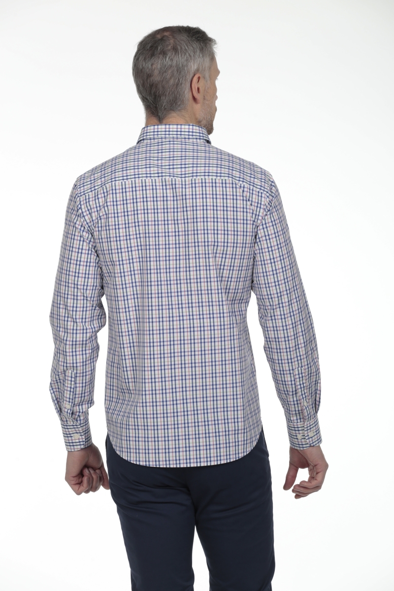 Camisa De Algodon Hombre The Time Of Bocha RV1COT Azul-Rojo 2