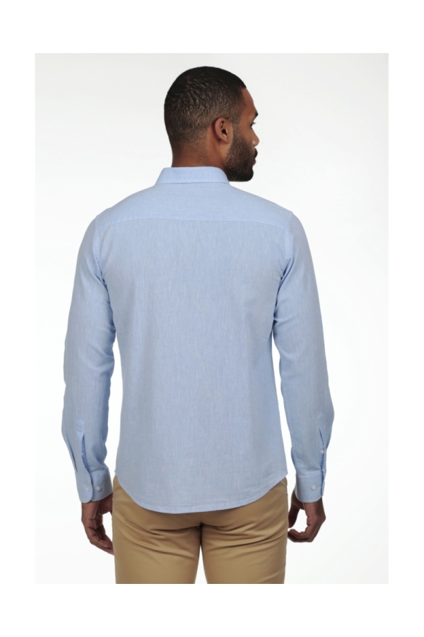 Camisa Lino Hombre The Time Of Bocha RV1LINO Celeste