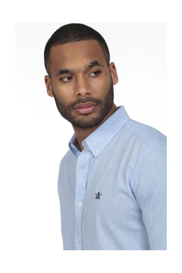 Camisa Lino Hombre The Time Of Bocha RV1LINO Celeste