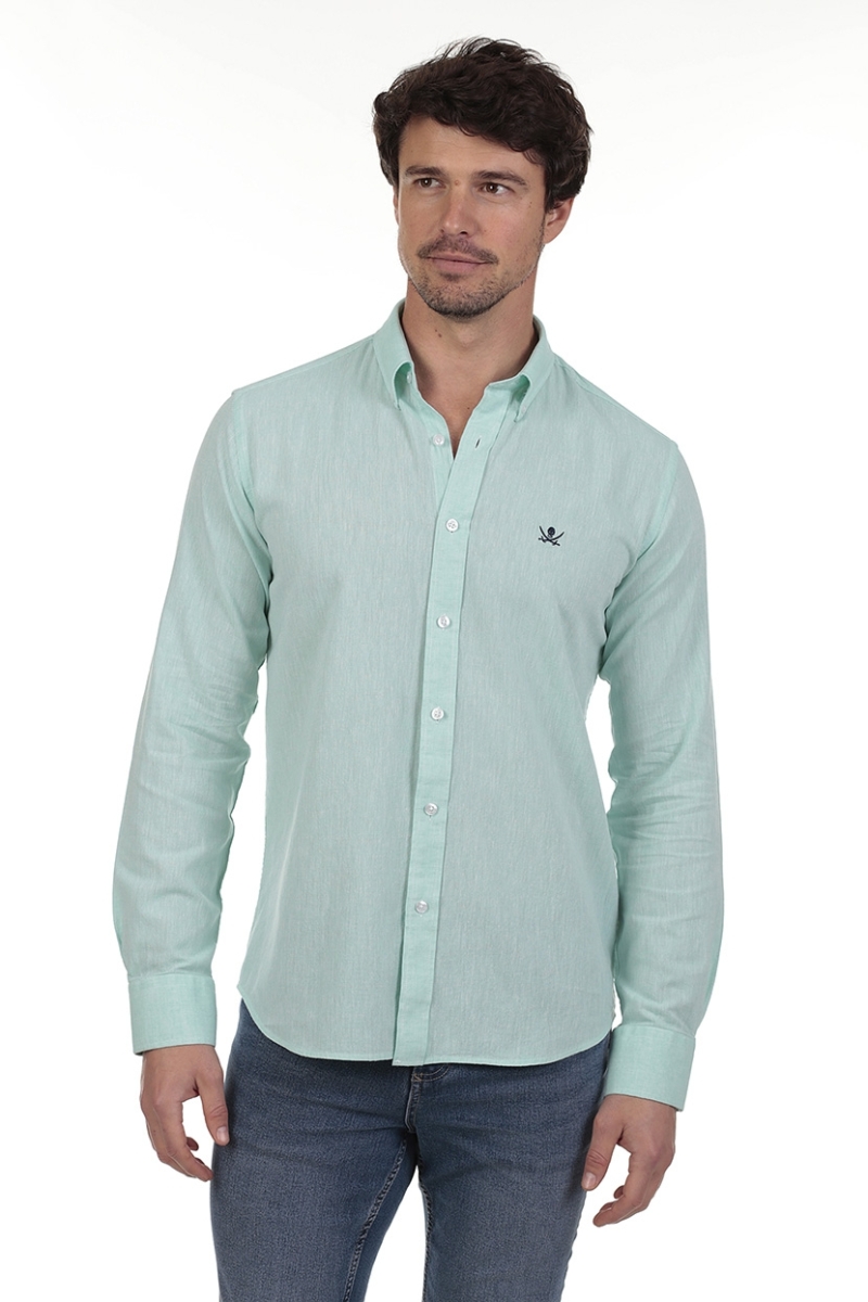 Camisa Lino Hombre The Time Of Bocha RV1LINO Verde Agua