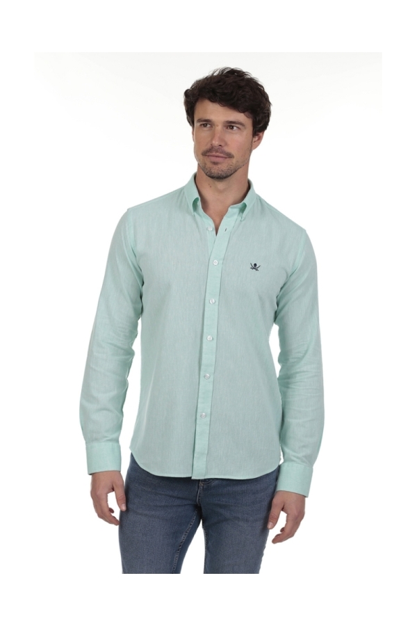 Camisa Lino Hombre The Time Of Bocha RV1LINO Verde Agua
