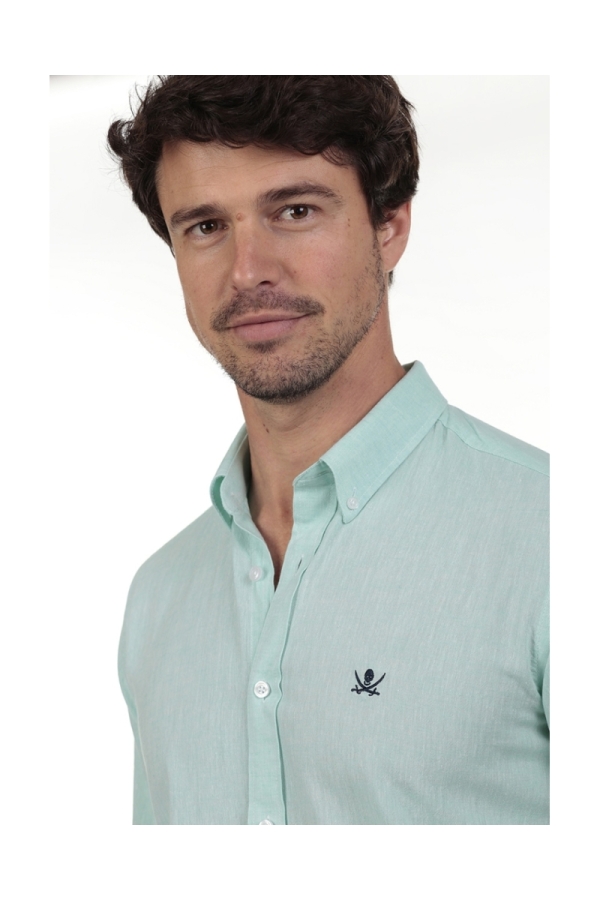 Camisa Lino Hombre The Time Of Bocha RV1LINO Verde Agua