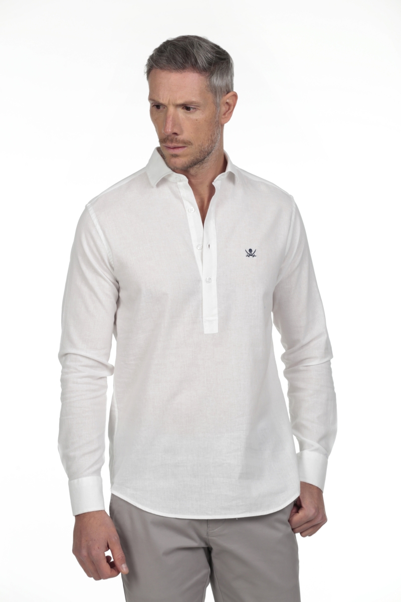 Camisa Lino Polera Hombre The Time Of Bocha RV1POL Blanco