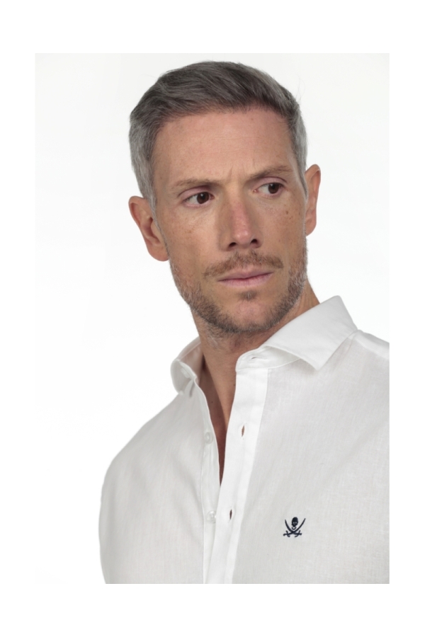 Camisa Lino Polera Hombre The Time Of Bocha RV1POL Blanco