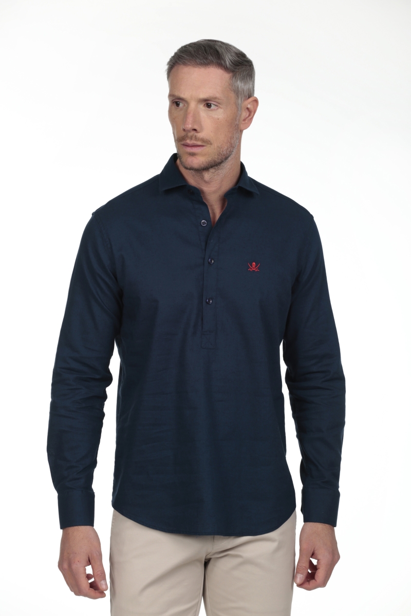 Camisa Lino Polera Hombre The Time Of Bocha RV1POL Marino
