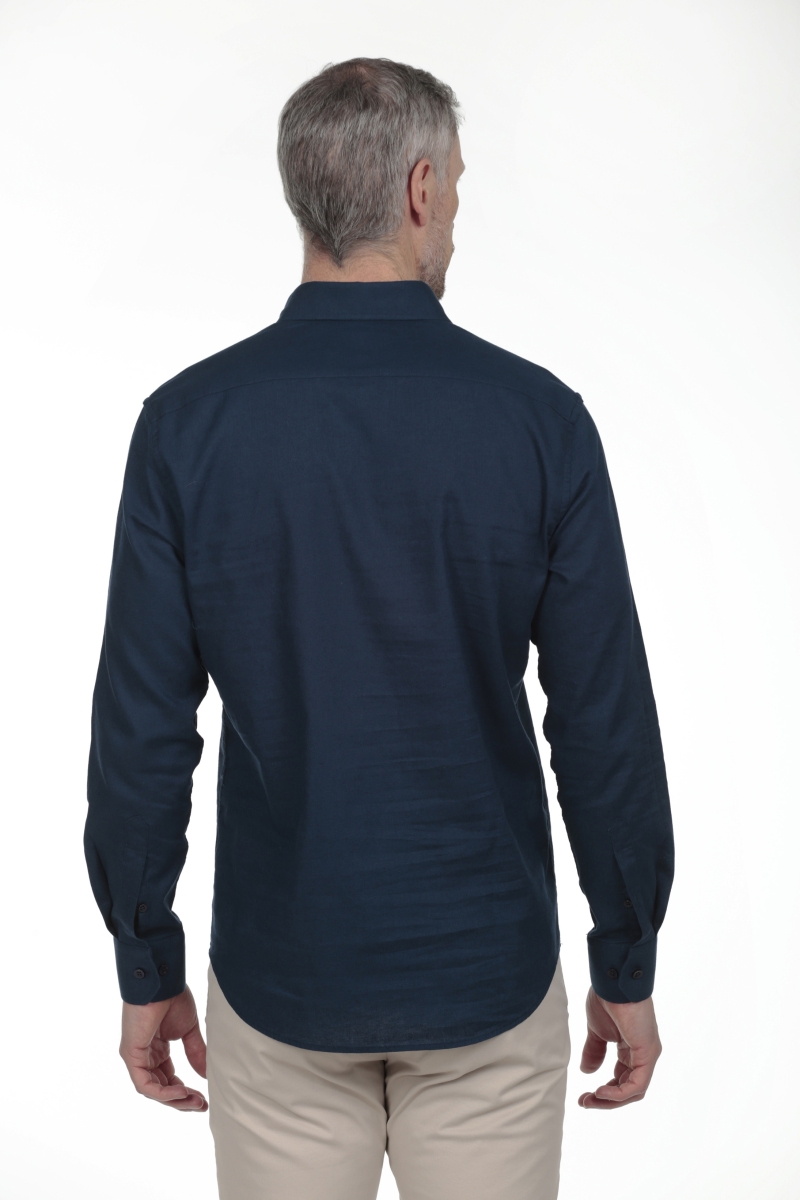 Camisa Lino Polera Hombre The Time Of Bocha RV1POL Marino 2