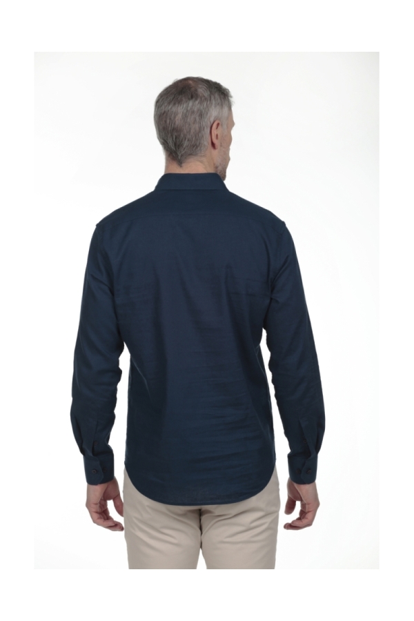 Camisa Lino Polera Hombre The Time Of Bocha RV1POL Marino