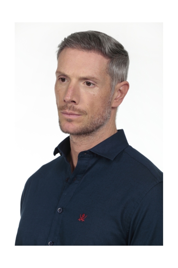 Camisa Lino Polera Hombre The Time Of Bocha RV1POL Marino