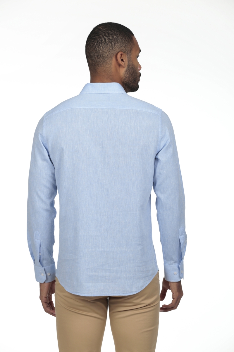 Camisa Lino Polera Hombre The Time Of Bocha RV1POL Celeste 2